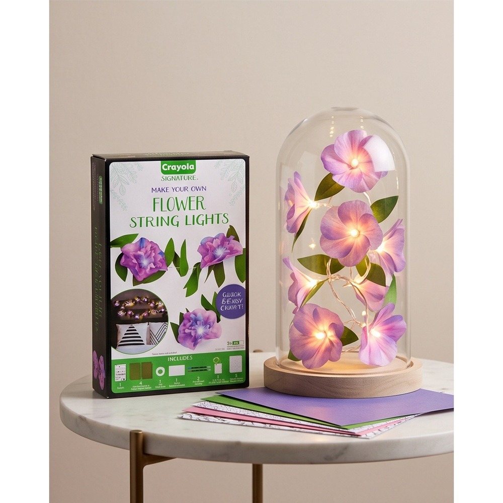 Crayola Signature Make Your Own Flower String Lights DIY Craft Kit Purple‎ LED